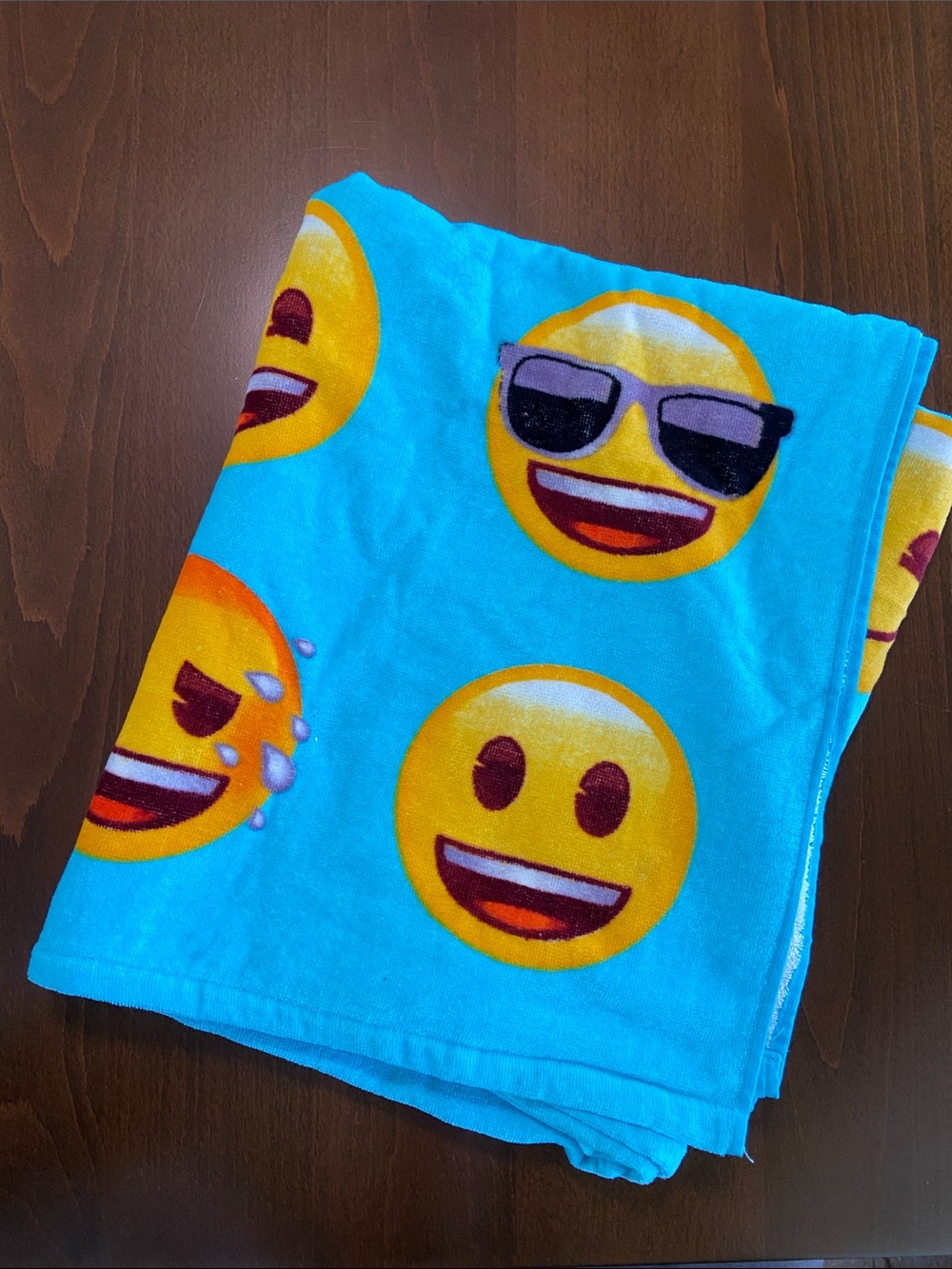 Turquoise and Yellow Oversized Emoji Pool/Beach Towel. New